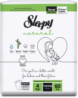 Подгузники-трусики детские Sleepy Natural 2Х Jumbo Pack Maxi (60шт) - 