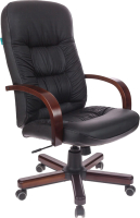 Кресло офисное Бюрократ T-9908 (кожа черный/дерево) - 