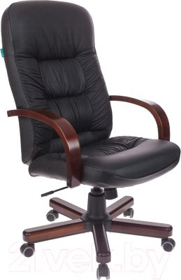 Кресло офисное Бюрократ T-9908 (кожа черный/дерево)