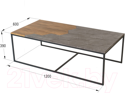 Журнальный столик Калифорния мебель Китч (дуб американский/серый бетон)