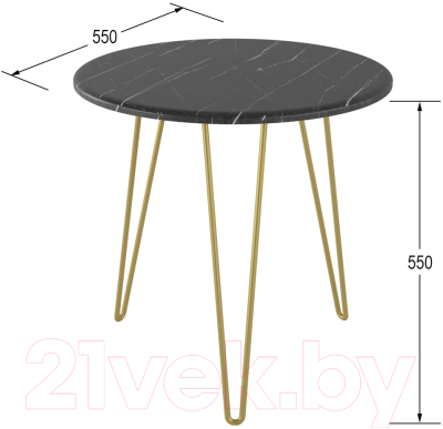 Журнальный столик Калифорния мебель РИД Голд 530 (черный мрамор)
