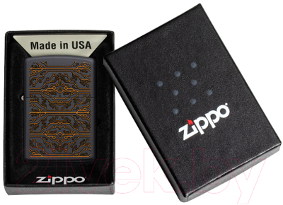 Зажигалка Zippo Circuit Pattern / 49572 (черный матовый)