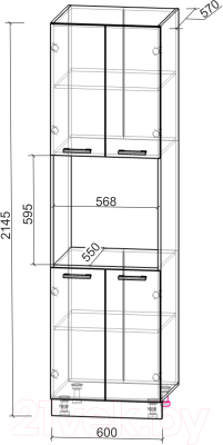 Шкаф-пенал кухонный Интерлиния Компо ПШД-№5-2145 (дуб серый)