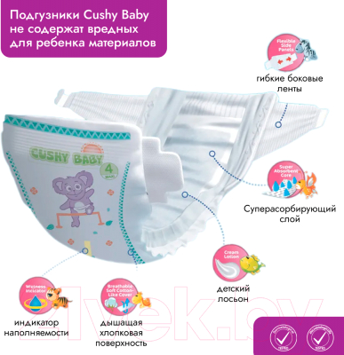 Подгузники детские Cushy Baby Newborn Eco Pack (42шт)
