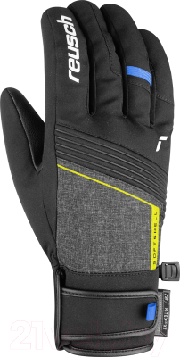 Перчатки лыжные Reusch Luca R-Tex XT / 6101251-7623 (р-р 8.5, Black Melange/Safety Yellow/Brilliant Blue)