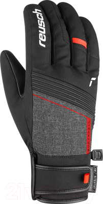 Перчатки лыжные Reusch Luca R-Tex XT / 6101251-7680 (р-р 8, Black/Black Melange/Fire Red)