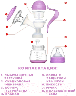 Молокоотсос ручной Kunder 10409 (розовый)