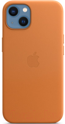 Чехол-накладка Apple Leather Case With MagSafe для iPhone 13 / MM103 (Golden Brown)