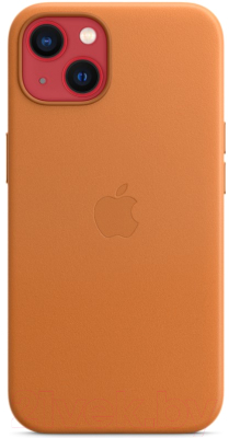 Чехол-накладка Apple Leather Case With MagSafe для iPhone 13 / MM103 (Golden Brown)