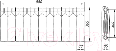 Радиатор биметаллический BiLux Plus R300 (11 секций)