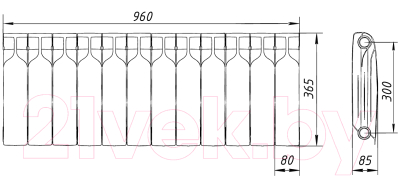 Радиатор биметаллический BiLux Plus R300 (12 секций)