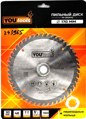 Пильный диск Yourtools 170/30мм Z48
