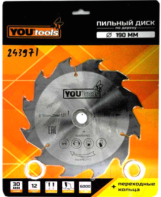 Пильный диск Yourtools Z12 190/30мм