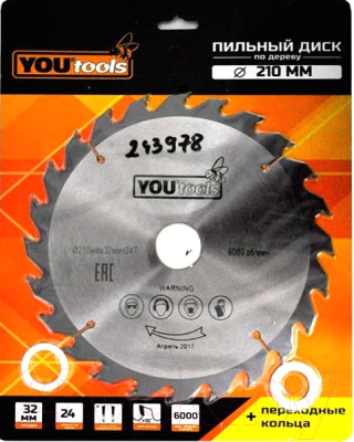 Пильный диск Yourtools 210/32мм Z24