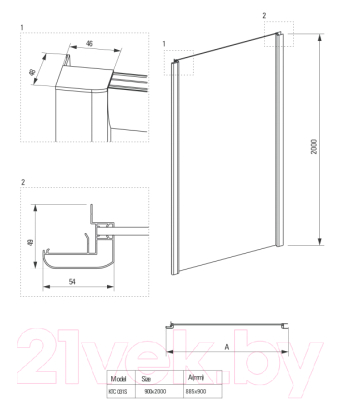 Душевая стенка Deante Cynia KTC 031S