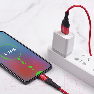 Кабель Hoco X38 Cool Charging AM-MicroBM (1м, красный)