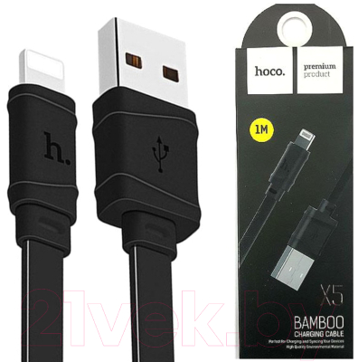 Кабель Hoco X5 Bamboo AM-8pin Lightning (1м, черный)