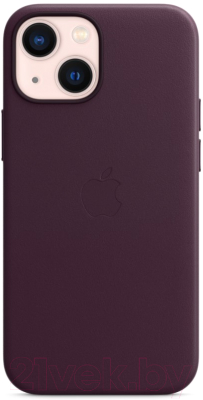 Чехол-накладка Apple Leather Case With MagSafe для iPhone 13 Mini / MM0G3 (темная вишня)