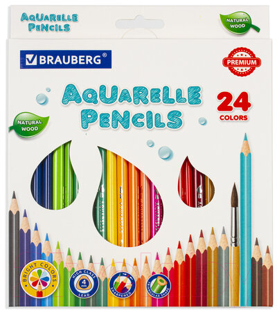 Набор цветных карандашей Brauberg Premium Aquarelle / 181673 (24цв)