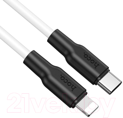 Кабель Hoco X21 Plus Silicone PD USB-C-8pin Lightning (1м, черный/белый)