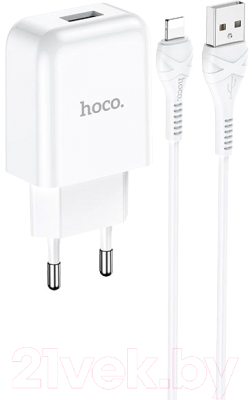 Зарядное устройство сетевое Hoco N2 + кабель AM-8pin Lightning / 6931474728838 (белый)