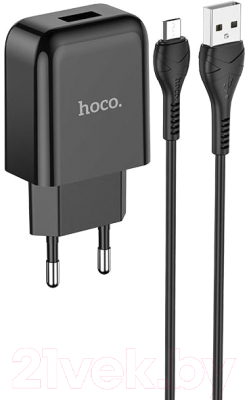 Зарядное устройство сетевое Hoco N2 + кабель AM-MicroBM / 6931474728845 (черный)
