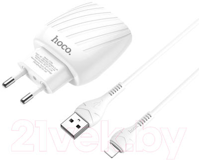Зарядное устройство сетевое Hoco C78A + кабель AM-8pin Lightning / 6931474726322 (белый)