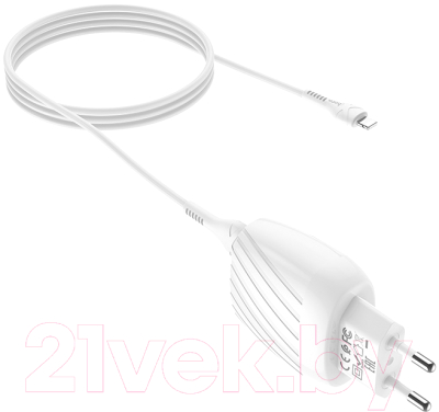 Зарядное устройство сетевое Hoco C78A + кабель AM-8pin Lightning / 6931474726322 (белый)