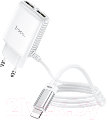 Зарядное устройство сетевое Hoco C82A + кабель AM-8pin Lightning / 6931474729019 (белый)