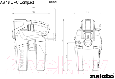 Профессиональный пылесос Metabo Compact AS 18 L PC (602028850)