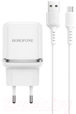 

Зарядное устройство сетевое Borofone, Белый, BA36A MicroUSB / 6931474715999