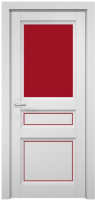 Дверь межкомнатная MDF Techno Stefany 4012 60x200 (белый/лакобель красный) - 