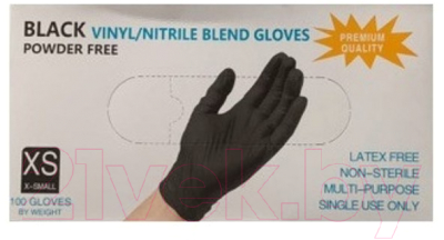 Перчатки одноразовые Wally Plastic  (XS, 100шт, черный)