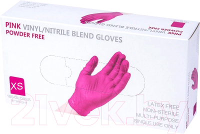Перчатки одноразовые Wally Plastic  (XS, 100шт, розовый)