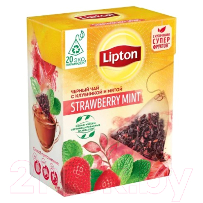 Чай пакетированный Lipton Strawberry Mint с клубникой и мятой (20пир)