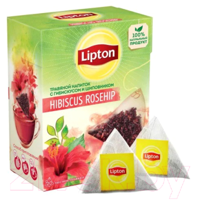 Чай пакетированный Lipton Hibiscus Rosehip с гибискусом и шиповником (20пир)