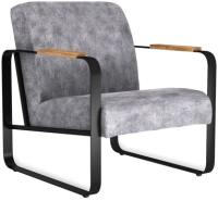 Кресло мягкое Sheffilton SHT-AMS1-1 (дымный микровелюр/черный муар/брашированный коричневый) - 