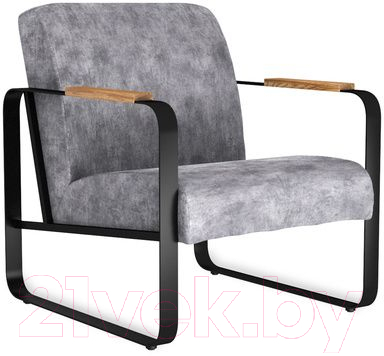 Кресло мягкое Sheffilton SHT-AMS1-1 (дымный микровелюр/черный муар/брашированный коричневый)