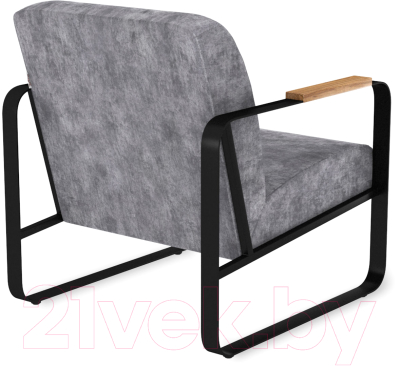 Кресло мягкое Sheffilton SHT-AMS1-1 (дымный микровелюр/черный муар/брашированный коричневый)
