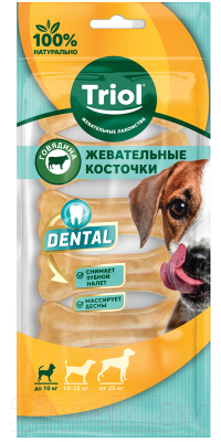 Лакомство для собак Triol Dental Косточки жевательные / 10151070 (48-72г, 6шт)