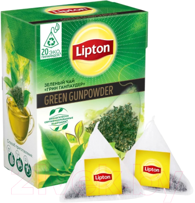 Чай пакетированный Lipton Green Gunpowder  (20пир)