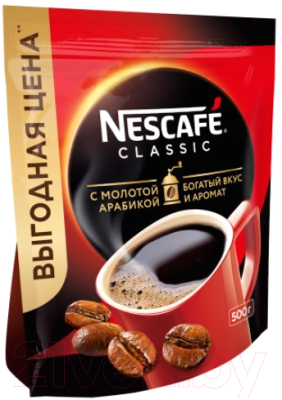 Изображение товара Кофе растворимый Nescafe Classic с добавлением молотого (500г )
