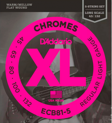 

Струны для бас-гитары D'Addario, ECB81 45-132