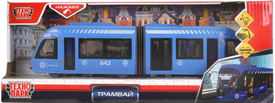 Трамвай игрушечный Технопарк С резинкой / TRAMNEWRUB-30PL-BU