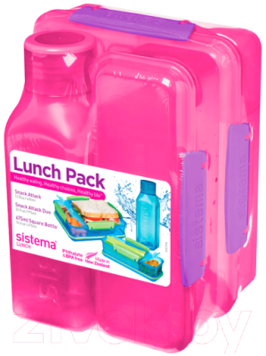 Набор ланч-боксов Sistema Lunch 1590 (розовый)