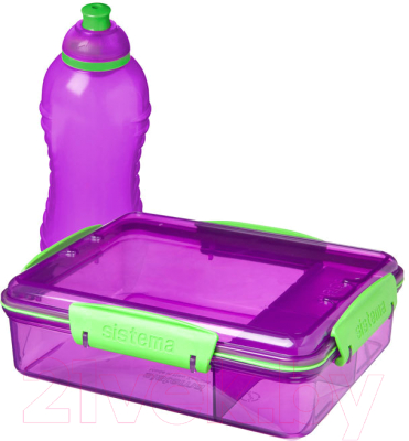 Набор для ланча Sistema 41575 (с бутылкой для воды, фиолетовый)