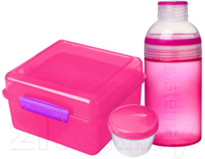Набор для ланча Sistema 41580 (с бутылкой для воды, розовый)