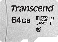 Карта памяти Transcend microSDXC 300S 64GB Class 10 UHS-I U1 (TS64GUSD300S-A) - 