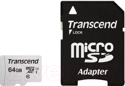 Карта памяти Transcend microSDXC 300S 64GB Class 10 UHS-I U1 (TS64GUSD300S-A)