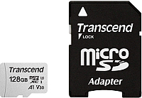 Карта памяти Transcend microSDXC 300S 128GB Class 10 UHS-I U3 (TS128GUSD300S-A) - 